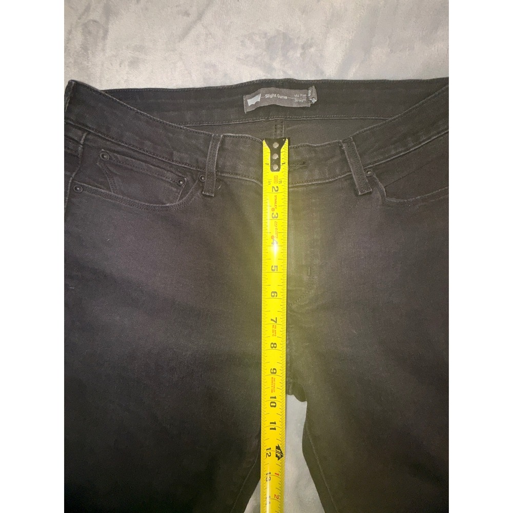 Levis Slight Curve Mid Rise Straight Leg Black Jeans Womens 14/32 - Picture 3 of 8